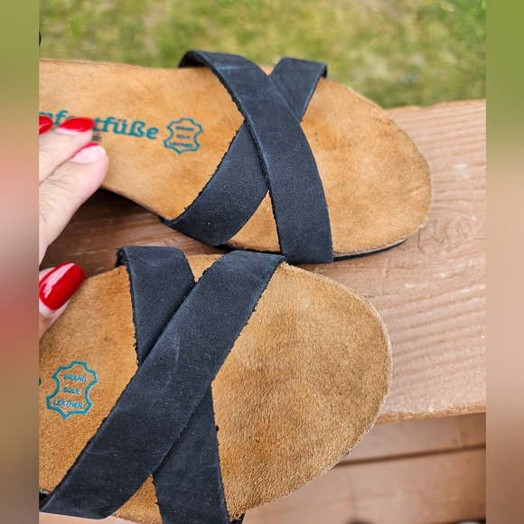 Comfortfube Black Leather Milano Sandals (Nubuck sole) Sz 38 - Picture 8 of 12
